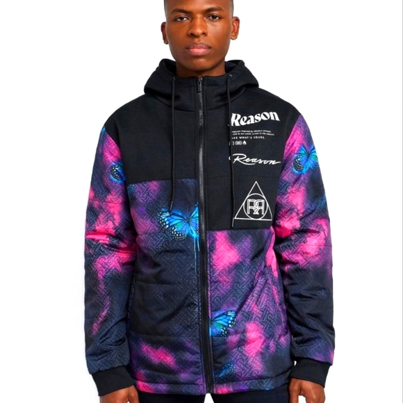 Reason Winter butterfly hoodie puffer size large - Picture 1 of 3